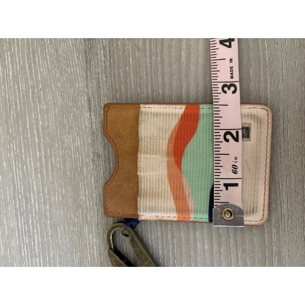 Thread Wallets Elastic Card Holder‎ with Wristlet Lanyard Leather Wave Gorp